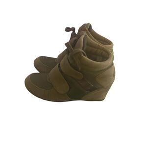 Tan and Brown Wedge Sneakers Size 8 US